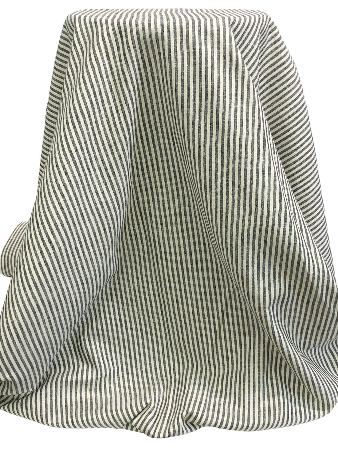 Muted Black/Off-White Linen/Cotton Vertical Stripe Midweight Woven - Ralph Lauren - 56W