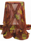 Rust/Sunflower/Muted Terracotta/Multi 100% Silk Floral Print Chiffon 44W