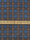 Azure Blue/Coffee Brown/Navy 100% Silk Plaid Print Chiffon 42W