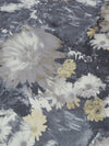 Slate Gray/Dried Sage Brown/Ghost White/Multi 100% Silk Marbled Floral Print Chiffon 44W