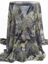 Slate Gray/Dried Sage Brown/Ghost White/Multi 100% Silk Marbled Floral Print Chiffon 44W