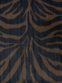 Coffee Brown/Black 100% Silk Large Animal Print Chiffon 43W