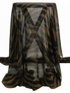 Coffee Brown/Black 100% Silk Large Animal Print Chiffon 43W