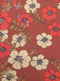 Redwood/Tart Orange/Burlywood/Multi Polyester/Lycra Floral Print Double Brushed Knit 56W