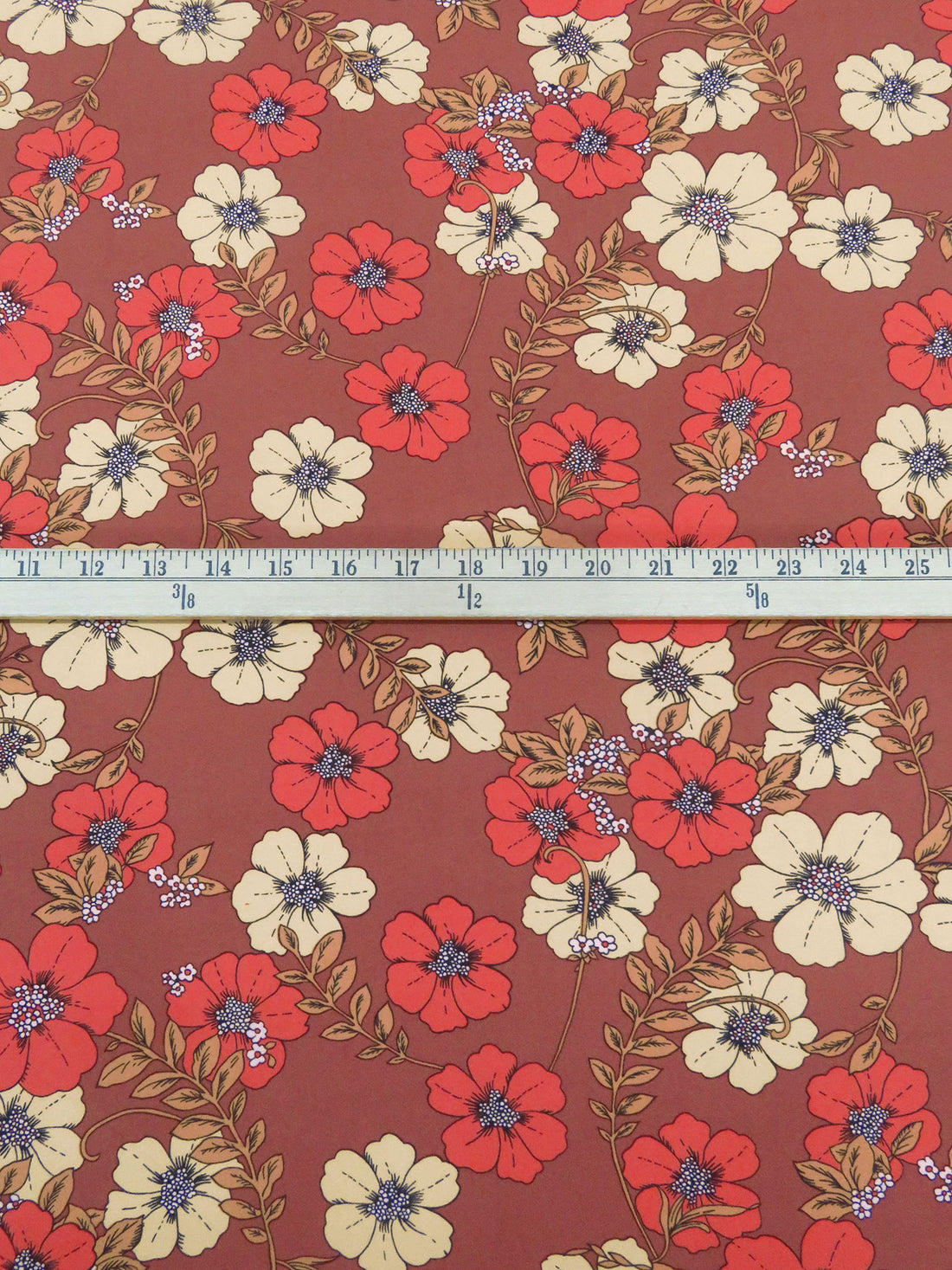 Redwood/Tart Orange/Burlywood/Multi Polyester/Lycra Floral Print Double Brushed Knit 56W