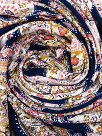 Midnight Navy/Pale Pink/Goldenrod/Multi Polyester/Lycra Double Border Ornate Puffed Print ITY Knit 57W