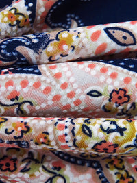 Midnight Navy/Pale Pink/Goldenrod/Multi Polyester/Lycra Double Border Ornate Puffed Print ITY Knit 57W