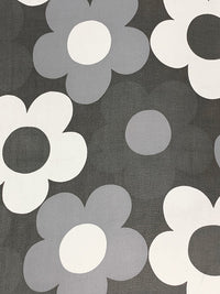 Black/Gray/White 100% Silk Floral Print Chiffon 51W