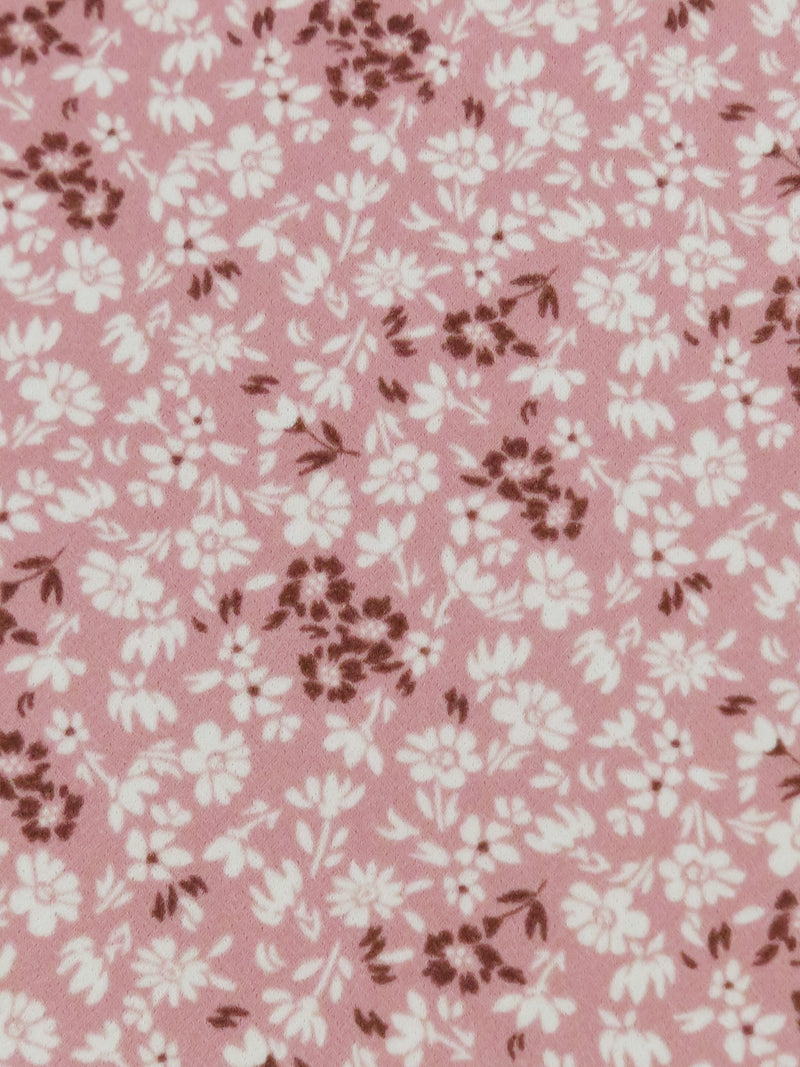 Dark Cherry Pink/Pale Khaki/Burgundy Polyester/Lycra Small Floral Print Crepe Knit 60W