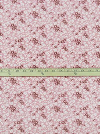 Dark Cherry Pink/Pale Khaki/Burgundy Polyester/Lycra Small Floral Print Crepe Knit 60W