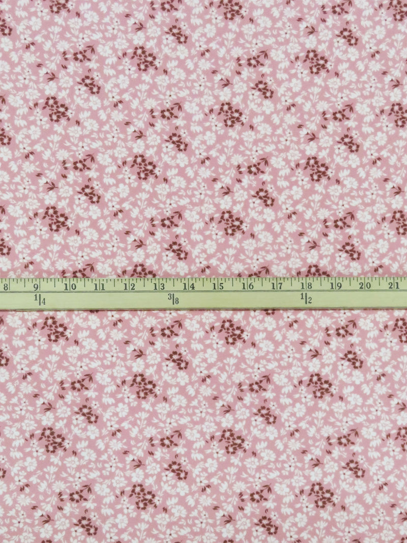 Dark Cherry Pink/Pale Khaki/Burgundy Polyester/Lycra Small Floral Print Crepe Knit 60W