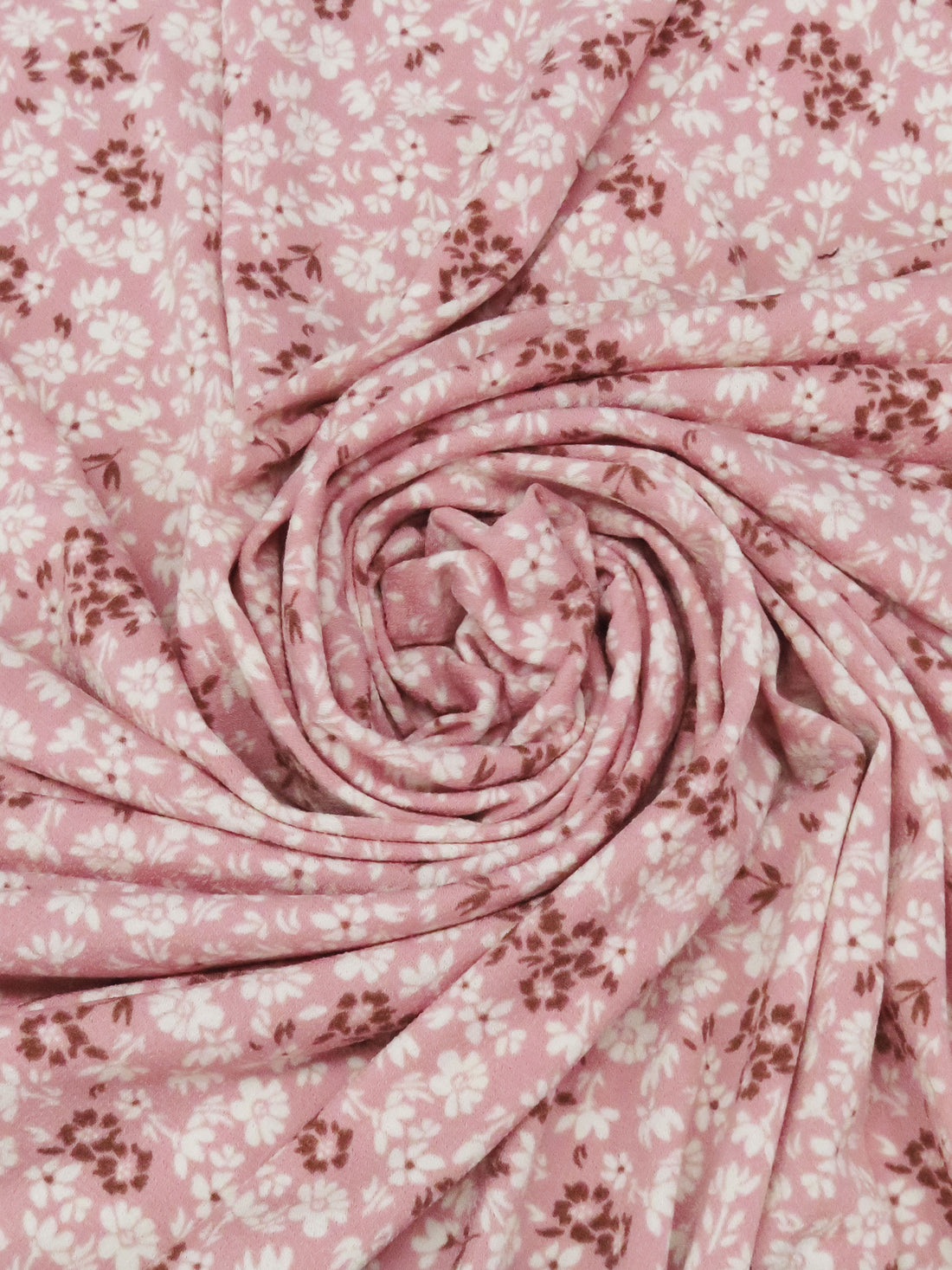 Dark Cherry Pink/Pale Khaki/Burgundy Polyester/Lycra Small Floral Print Crepe Knit 60W