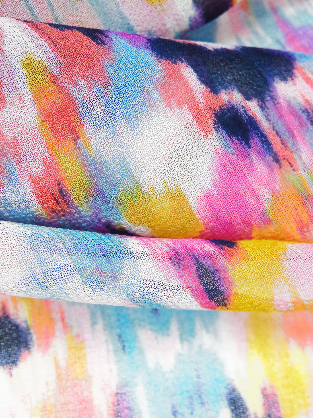Sky Blue/White/Coral/Multi 100% Polyester Abstract Print Georgette 59W