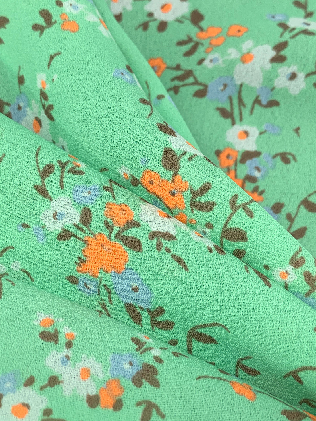 Aloe Leaf/Bright Orange/Multi 100% Polyester Floral Print Crepe Blouse Weight Woven 58W