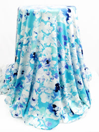Bright Sky Blue/Periwinkle Blue/Mint/Multi Rayon/Lycra Painterly Floral Print Jersey Knit 57W