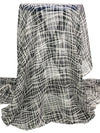 Black/Off-White 100% Silk Warped Web Print Chiffon 44W