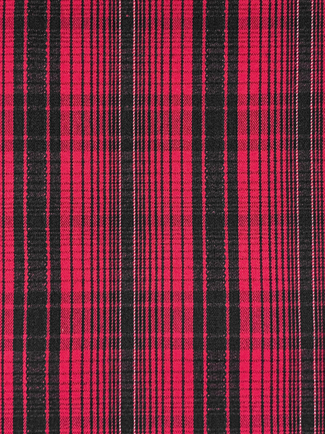 Paradise Pink/Black/Silver Cotton/Lycra/Lurex Plaid Stretch Suiting 52W