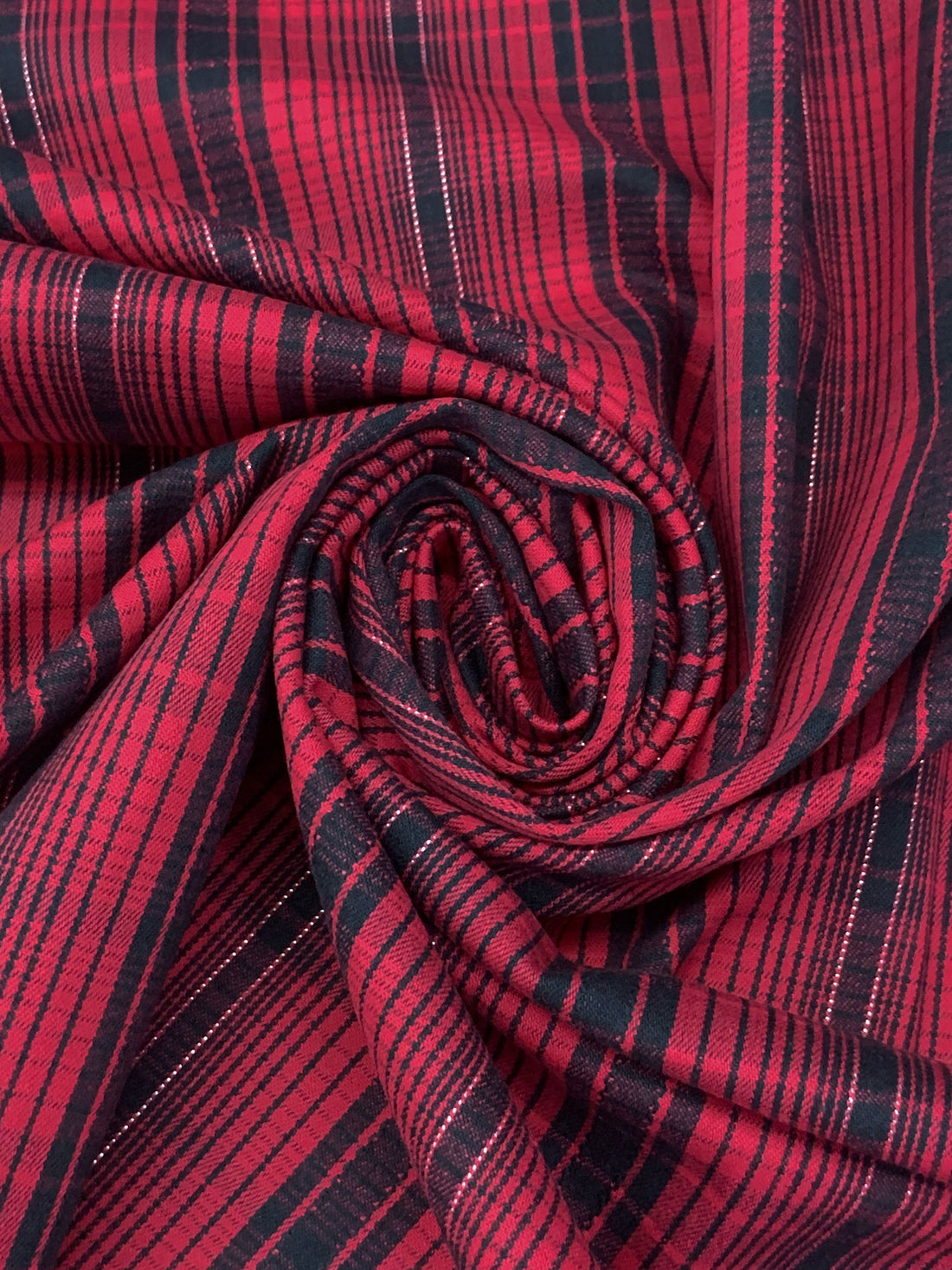 Paradise Pink/Black/Silver Cotton/Lycra/Lurex Plaid Stretch Suiting 52W