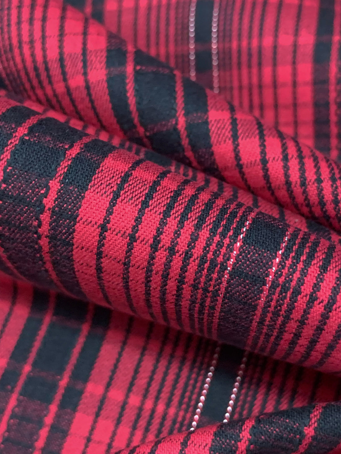 Paradise Pink/Black/Silver Cotton/Lycra/Lurex Plaid Stretch Suiting 52W