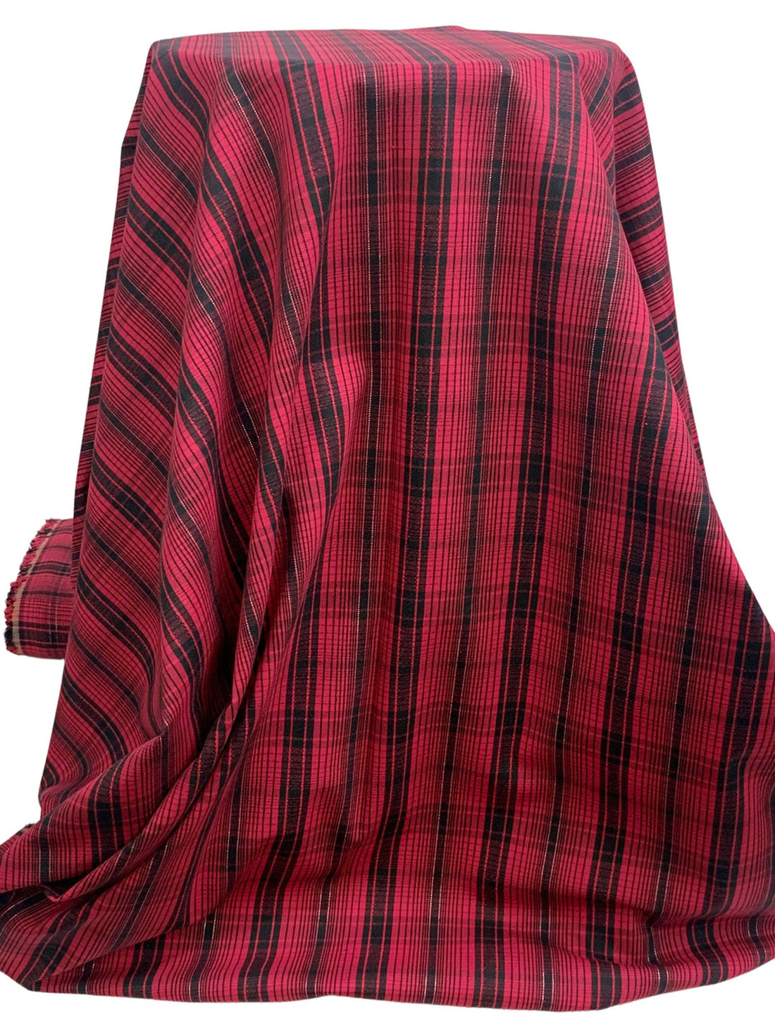 Paradise Pink/Black/Silver Cotton/Lycra/Lurex Plaid Stretch Suiting 52W