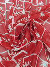 Candy Apple Red/White 100% Silk Novelty Tile Print Chiffon 44W