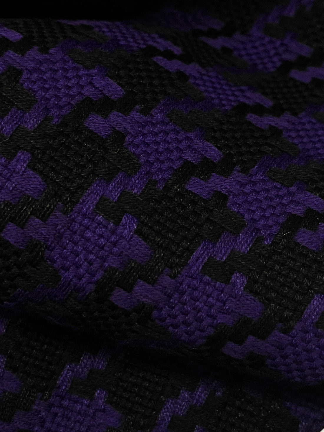 Royal Purple/Black Acrylic/Wool Houndstooth Weave Suiting 57W