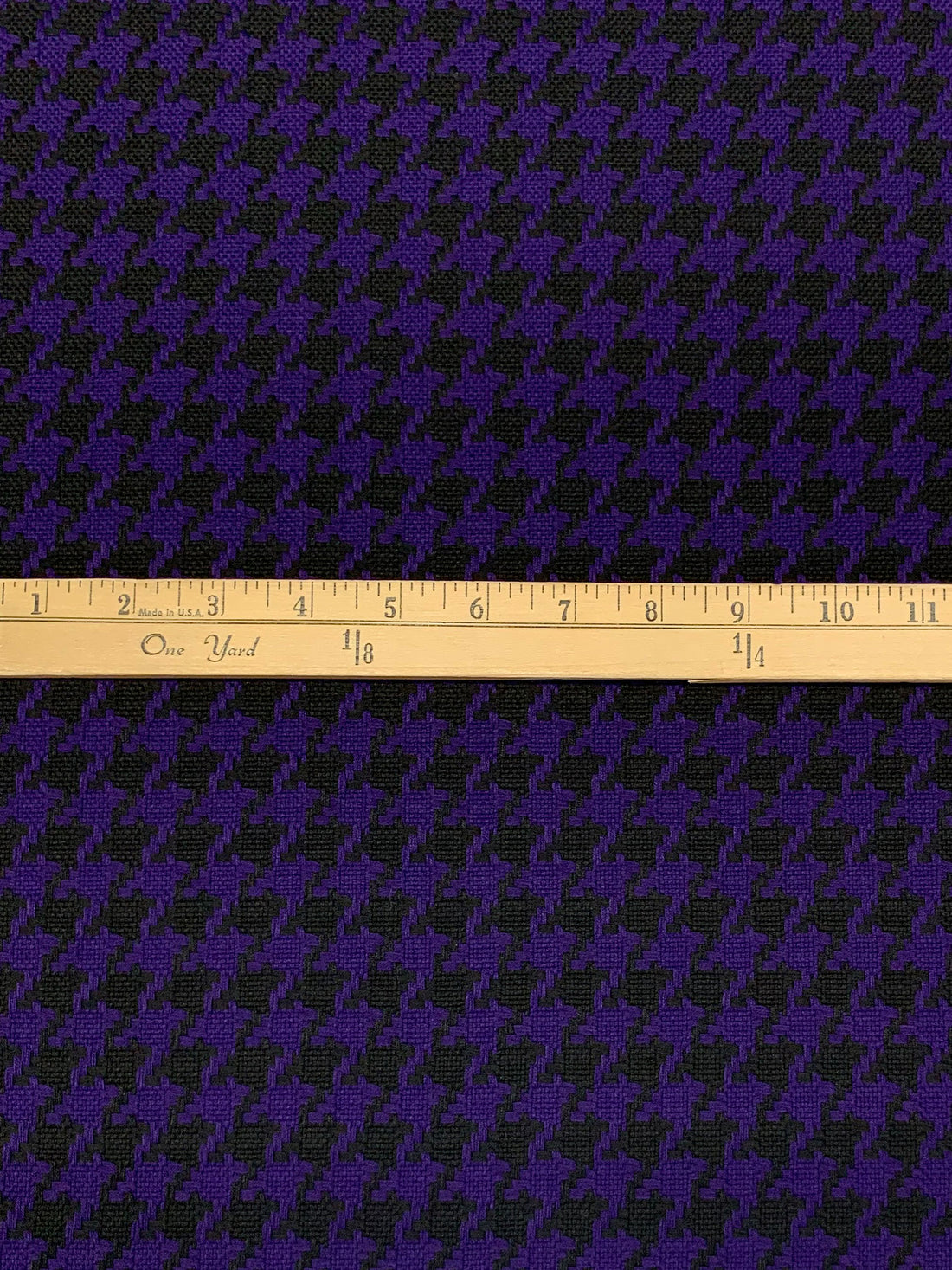 Royal Purple/Black Acrylic/Wool Houndstooth Weave Suiting 57W