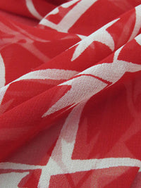 Candy Apple Red/White 100% Silk Novelty Tile Print Chiffon 44W