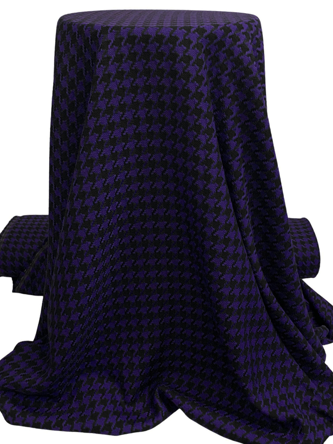 Royal Purple/Black Acrylic/Wool Houndstooth Weave Suiting 57W