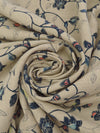 Grullo/Midnight Navy/Salmon/Multi 100% Linen Floral Vines Print Mid-Weight Woven - European Mill - 58W