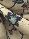 Grullo/Midnight Navy/Salmon/Multi 100% Linen Floral Vines Print Mid-Weight Woven - European Mill - 58W