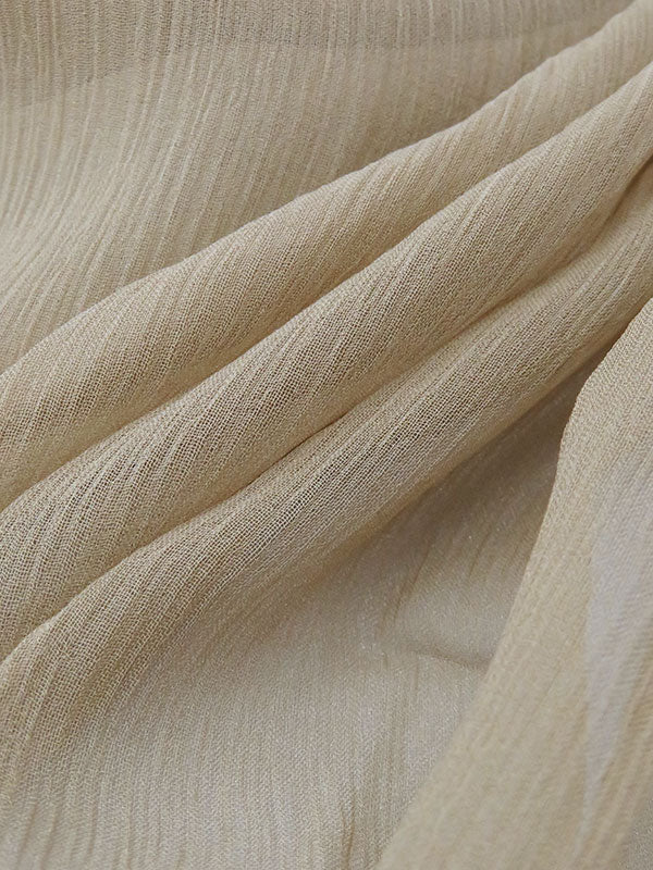 Muted Desert Tan 100% Silk Crinkle Chiffon 42W