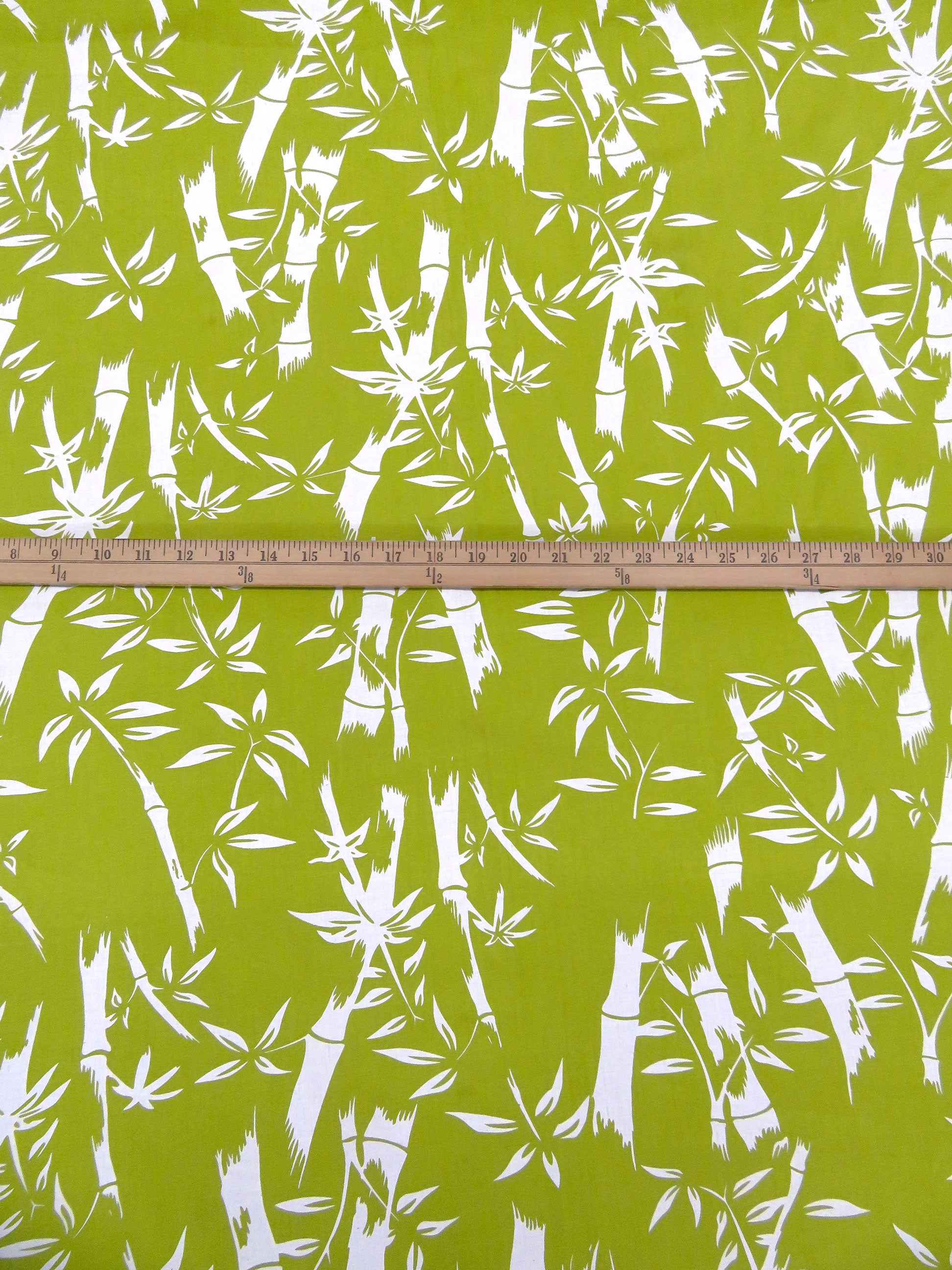 Citron/White 100% Linen Bamboo Block Print Mid-Weight Woven