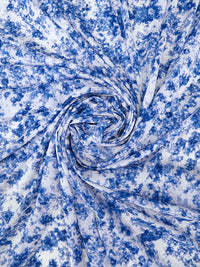 Dark Cornflower/White Abstract Floral-Look Print Polyester/Lycra Georgette 54W