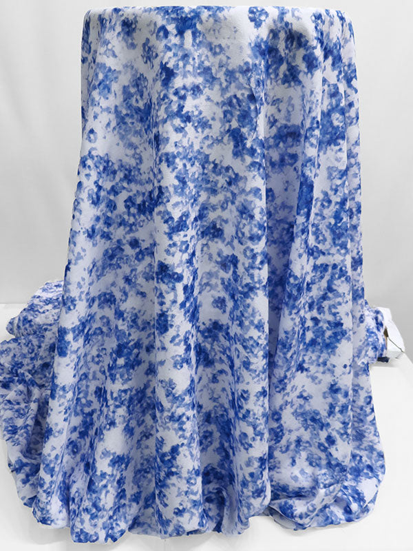 Dark Cornflower/White Abstract Floral-Look Print Polyester/Lycra Georgette 54W