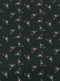 Muted Cool Black/Deep Claret/Soft Gray Rayon/Lycra Triangle Print Stretch Shirting 54W