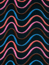 Dark Navy/Light Coral/Wild Mulberry 100% Polyester Horizontal Squiggly Sparkle Stripe Print Crepe Mid-Weight Woven 60W