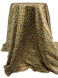 Coyote Brown/Goldenrod/Tan 100% Polyester Animal Print Charmeuse 58W