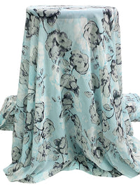 Powder Blue/Misty Gray/Slate 100% Polyester Blurred Floral Print Novelty Crepe Chiffon 60W