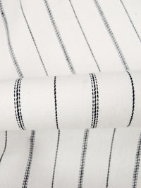 Black/Off-White Polyester/Rayon/Lycra Vertical Stripe Weave Suiting 50W