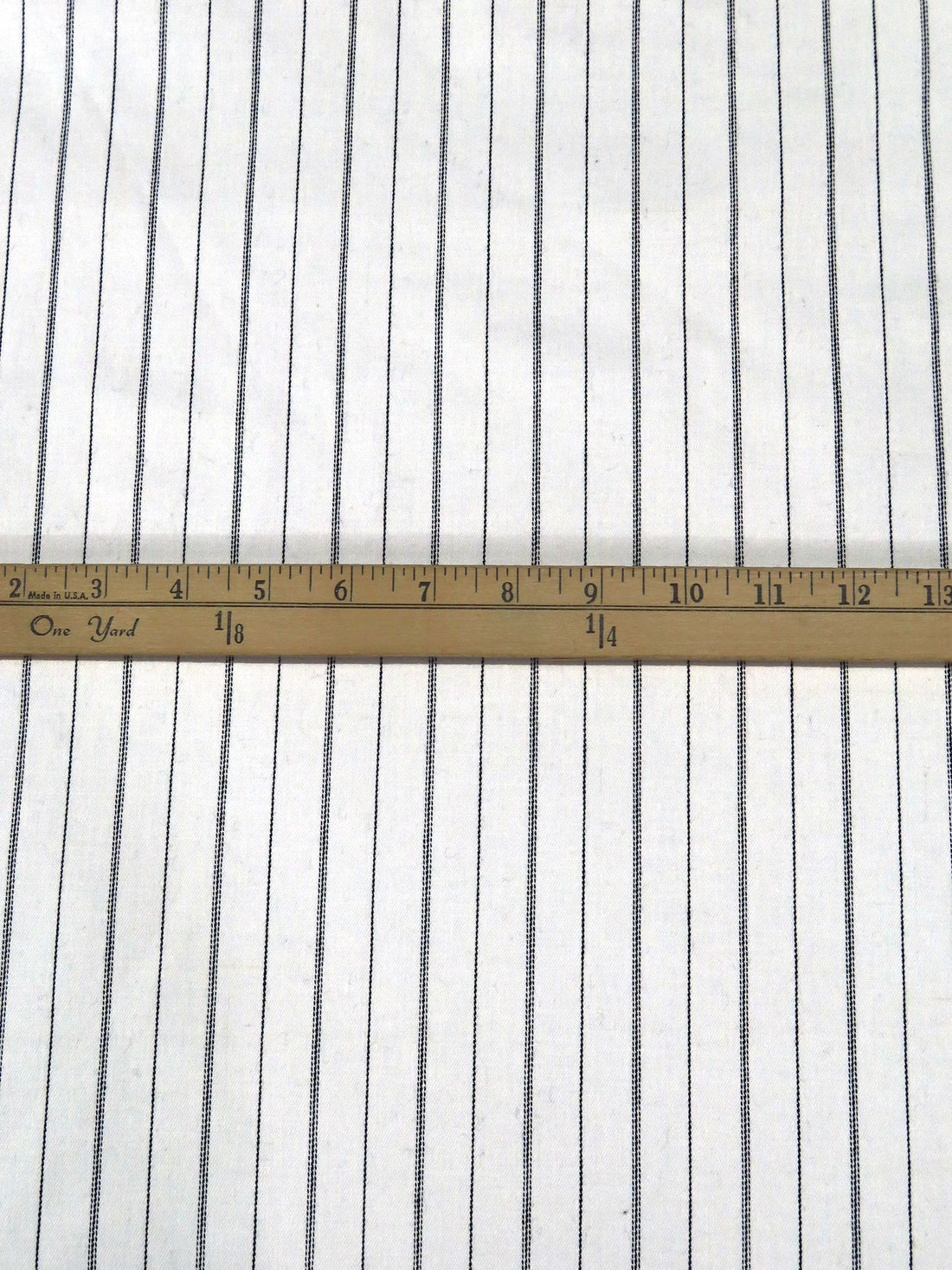 Black/Off-White Polyester/Rayon/Lycra Vertical Stripe Weave Suiting 50W