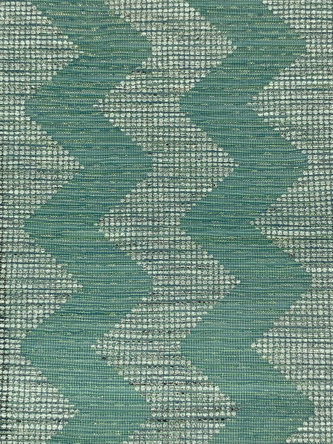 Deep Aquamarine/Gold/Silver Polyester/Metallic Zig Zag Design Plisse Netting 57W