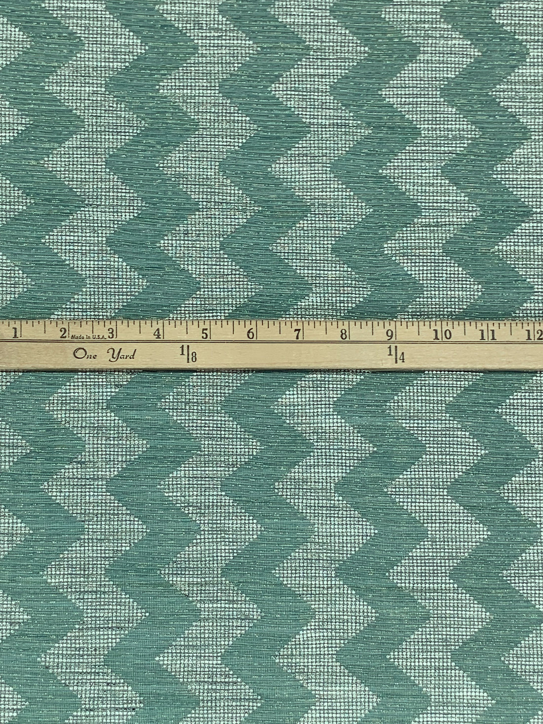 Deep Aquamarine/Gold/Silver Polyester/Metallic Zig Zag Design Plisse Netting 57W