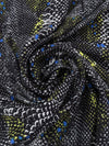 Black/Pale Gray/Citron Yellow/Lapis Cotton/Rayon Snakeskin Print Twill Shirting - NY Designer - 52W