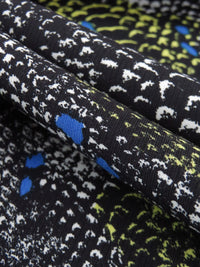 Black/Pale Gray/Citron Yellow/Lapis Cotton/Rayon Snakeskin Print Twill Shirting - NY Designer - 52W