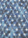 White/Sky Blue/Sapphire/Black Polyester/Lycra Abstract Lattice Print Stretch Twill Shirting - NY Designer - 52W