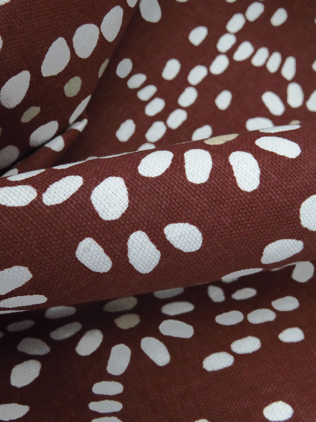Red Bean/White/Beige 100% Cotton Abstract Print Canvas 55W