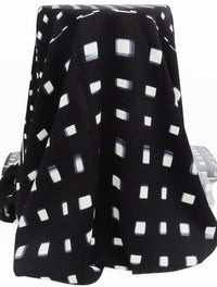 SOLD BY THE PANEL ONLY - Black/White/Lead Gray/Flint Rayon/Lycra Squares Print 4 Ply Suiting 54W