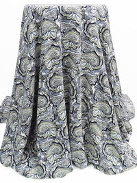 Cornflower/White/Lemongrass/Multi 100% Polyester Paisley Print Crepe Blouse Weight Woven 58W