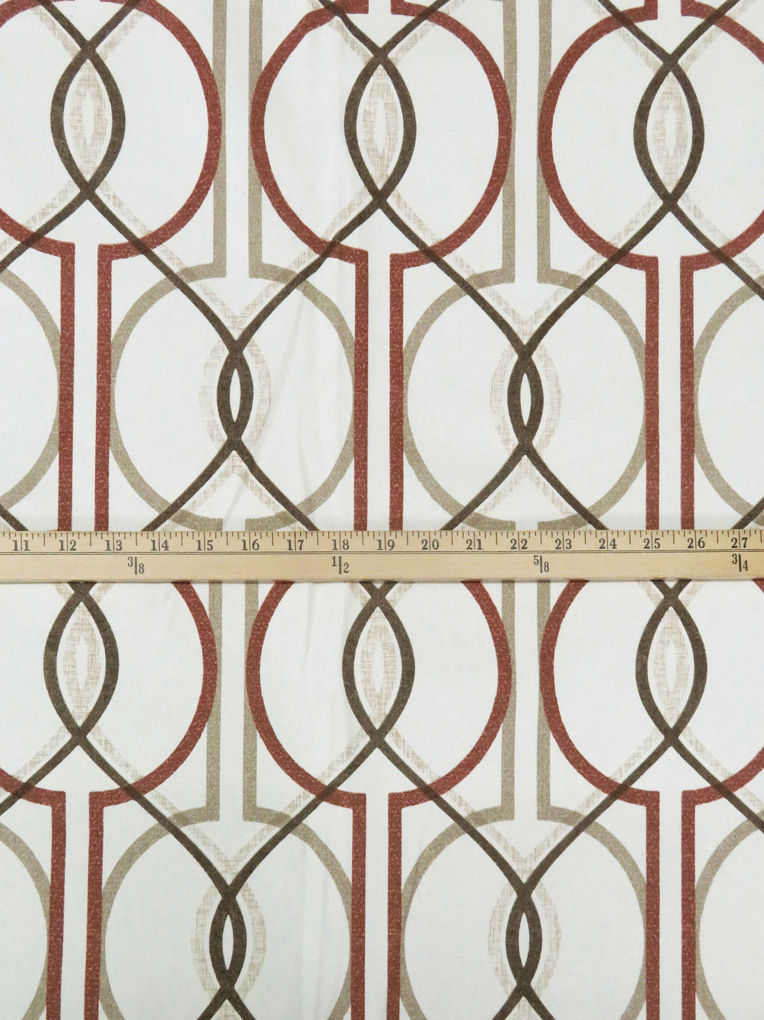 Sand Dollar/Iron Gray/Rust Red/Espresso 100% Cotton Overlapping Lattice Print Twill Canvas 55W